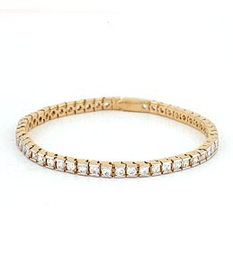 Pave Tennis Style Bracelet Set With Swarovski Crystal Gold Tone