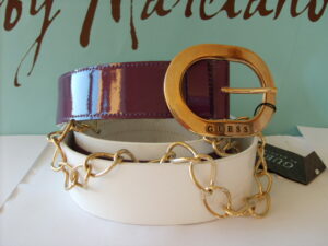 Guess by Marciano Ladies Leather Fashion Belt White/Purple