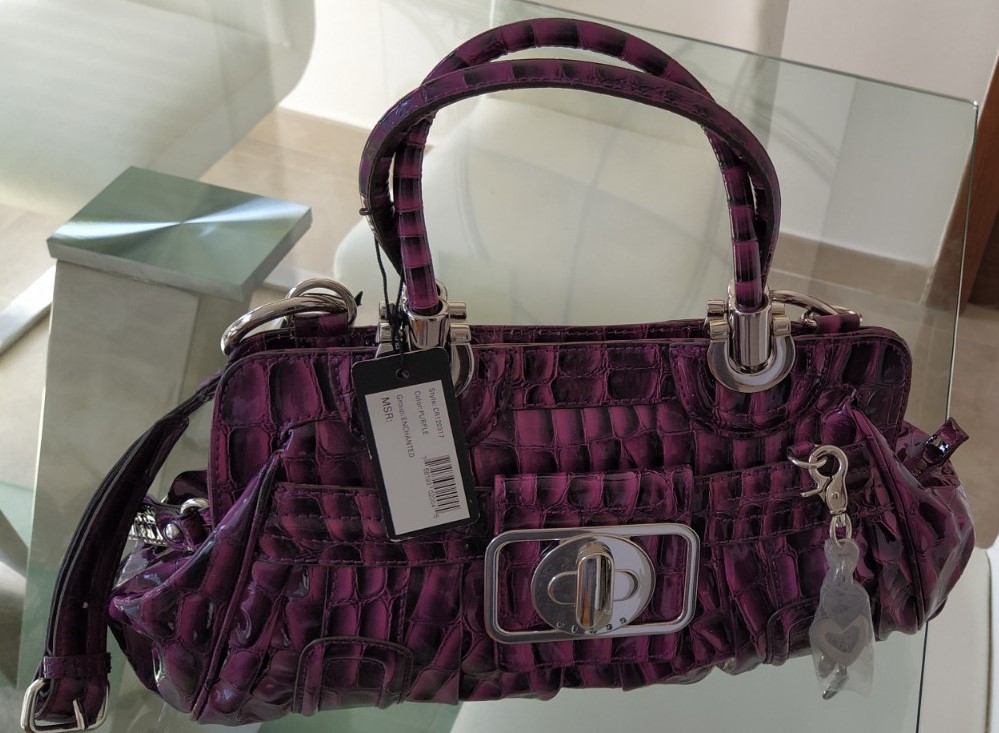 Guess by Marciano Enchanted Handbag Purple Croc Effect Limited Edition - Image 3